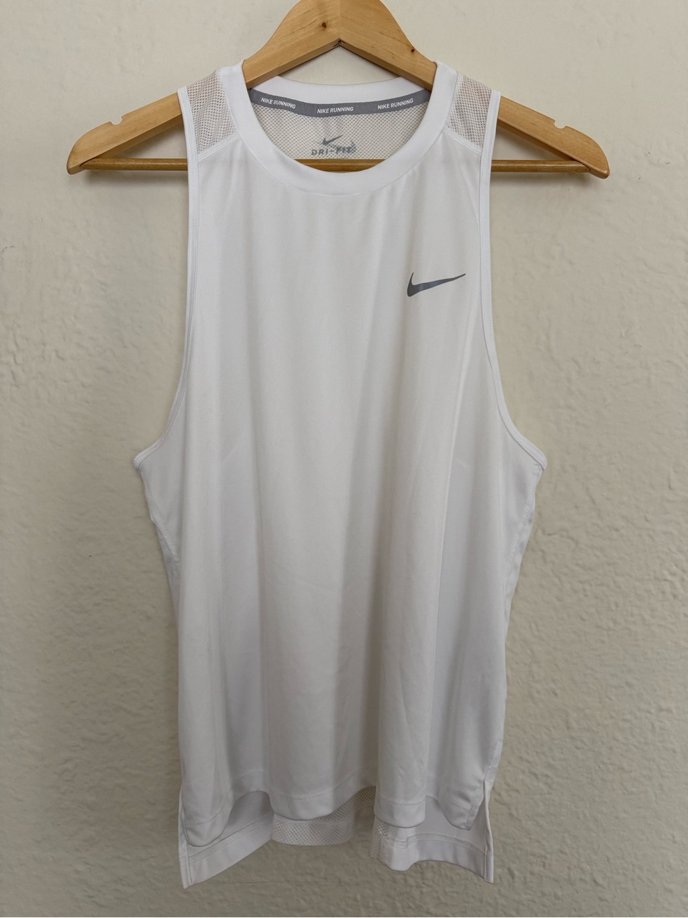 Nike White and Gray Dri-FIT Running Tank